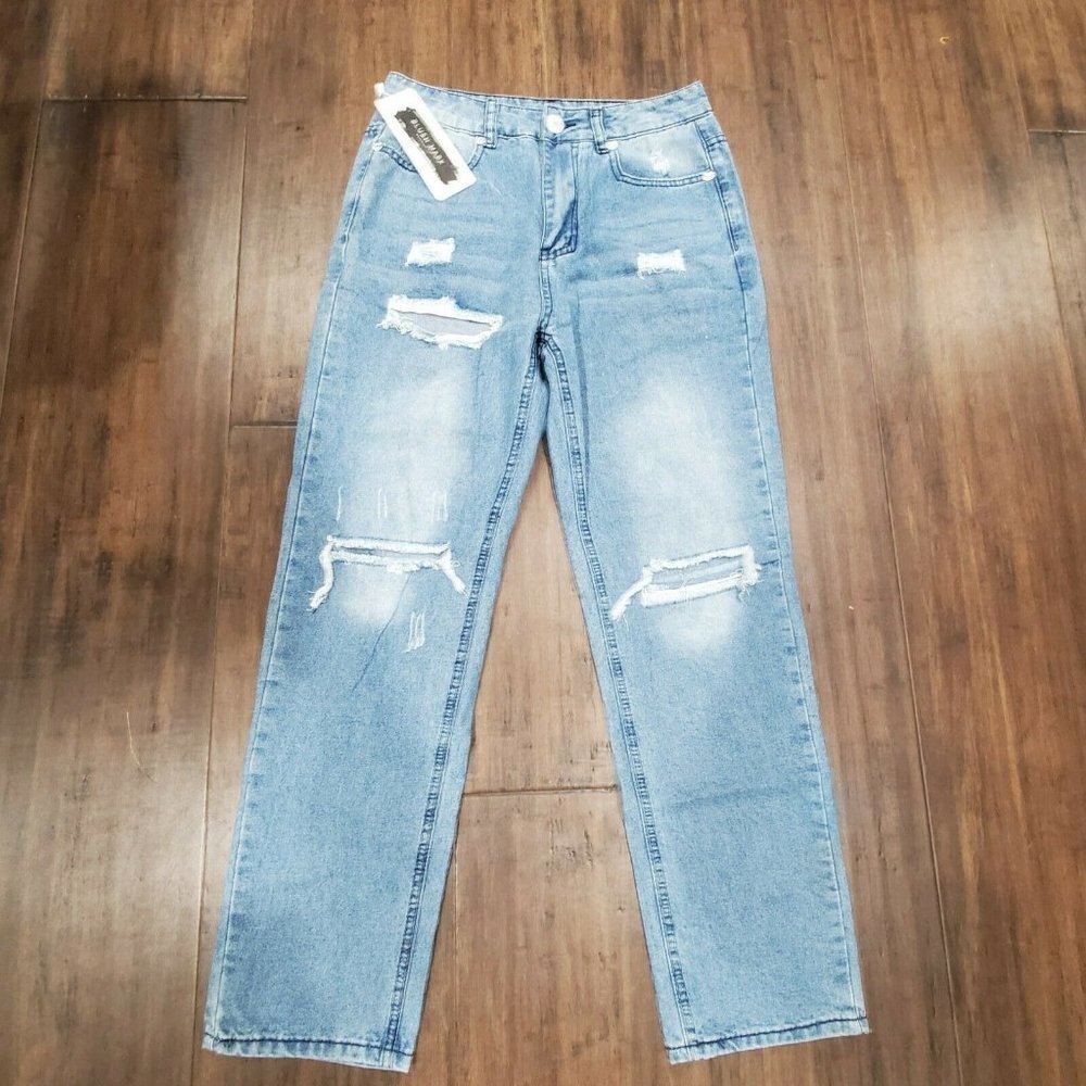 Womens Blush Mark JEANS Fredrica Blue Distressed Denim Size S - NWT - Picture 6 of 9